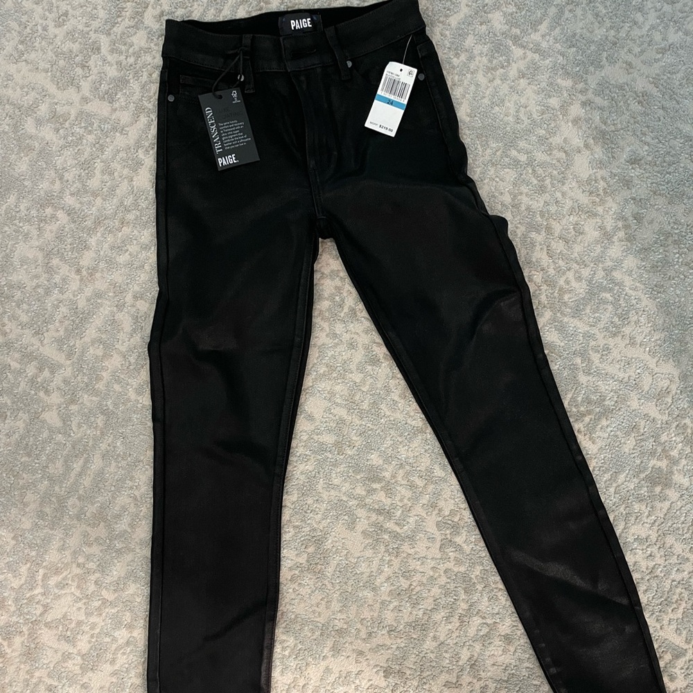 NWT Paige Hoxton Coated Black Jeans - Size 24